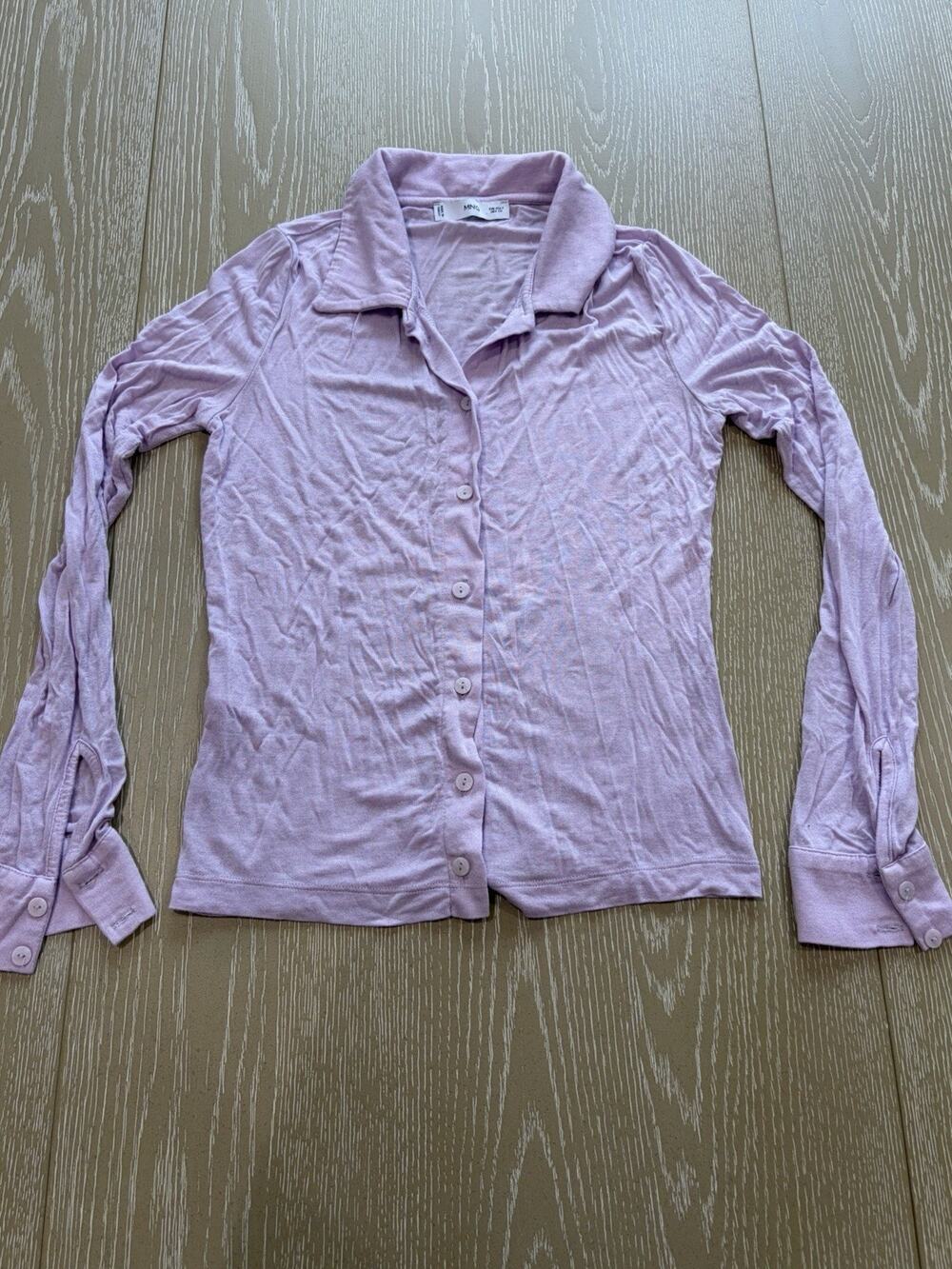 MNG Women’s Button Down Purple Long Sleeve Top Size Small